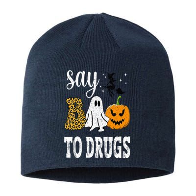 Say Boo To Drugs Funny Halloween Red Ribbon Week Awareness Sustainable Beanie