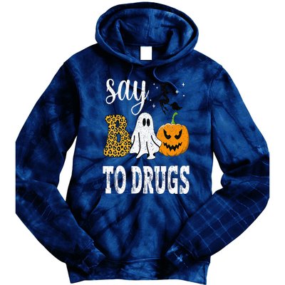 Say Boo To Drugs Funny Halloween Red Ribbon Week Awareness Tie Dye Hoodie