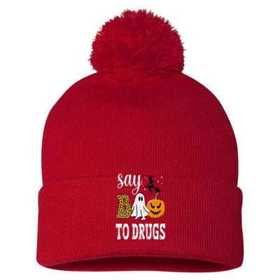 Say Boo To Drugs Funny Halloween Red Ribbon Week Awareness Pom Pom 12in Knit Beanie