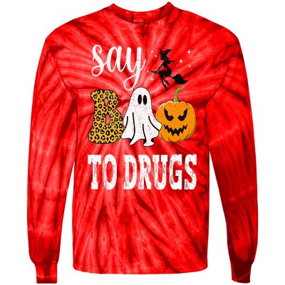 Say Boo To Drugs Funny Halloween Red Ribbon Week Awareness Tie-Dye Long Sleeve Shirt