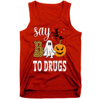 Say Boo To Drugs Funny Halloween Red Ribbon Week Awareness Tank Top