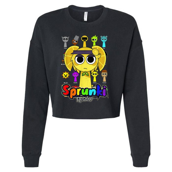 S.P.R.U.N.K.I Beats Team Retake Cartoon Cropped Pullover Crew
