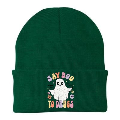 Say Boo To Drugs Funny Halloween Red Ribbon Week Awareness Knit Cap Winter Beanie