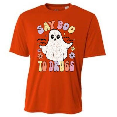 Say Boo To Drugs Funny Halloween Red Ribbon Week Awareness Cooling Performance Crew T-Shirt