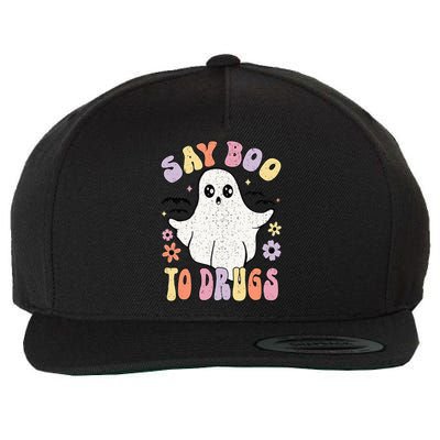 Say Boo To Drugs Funny Halloween Red Ribbon Week Awareness Wool Snapback Cap