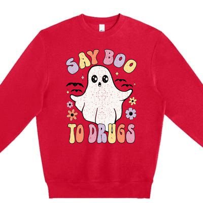 Say Boo To Drugs Funny Halloween Red Ribbon Week Awareness Premium Crewneck Sweatshirt