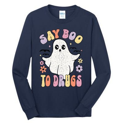 Say Boo To Drugs Funny Halloween Red Ribbon Week Awareness Tall Long Sleeve T-Shirt