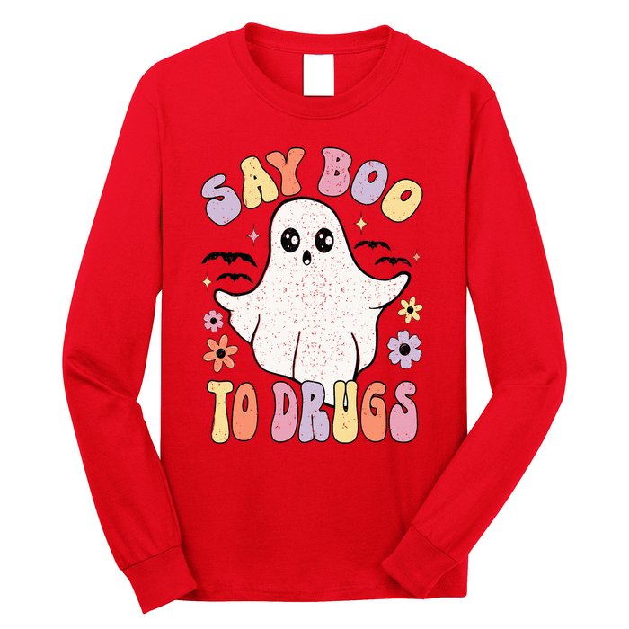 Say Boo To Drugs Funny Halloween Red Ribbon Week Awareness Long Sleeve Shirt