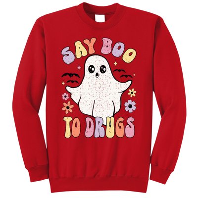 Say Boo To Drugs Funny Halloween Red Ribbon Week Awareness Sweatshirt