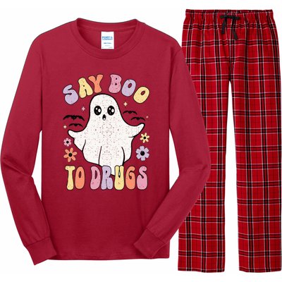 Say Boo To Drugs Funny Halloween Red Ribbon Week Awareness Long Sleeve Pajama Set