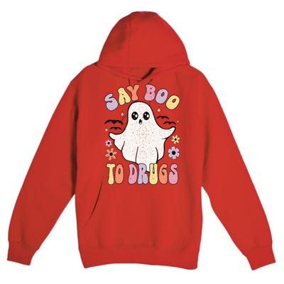 Say Boo To Drugs Funny Halloween Red Ribbon Week Awareness Premium Pullover Hoodie