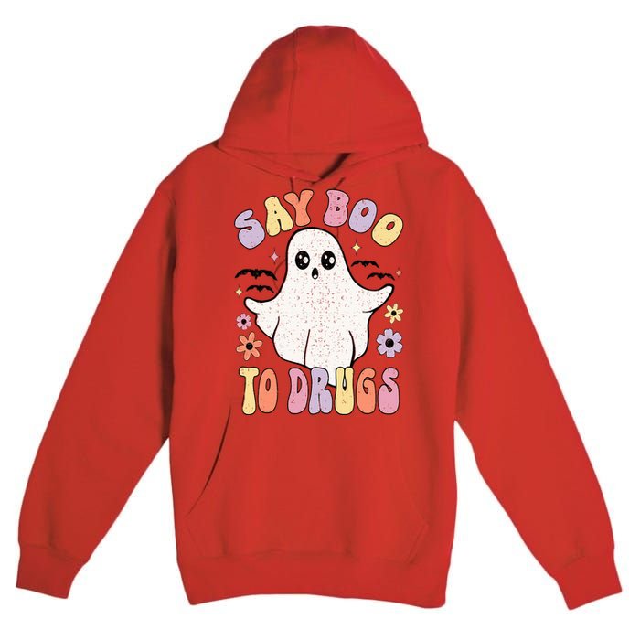 Say Boo To Drugs Funny Halloween Red Ribbon Week Awareness Premium Pullover Hoodie