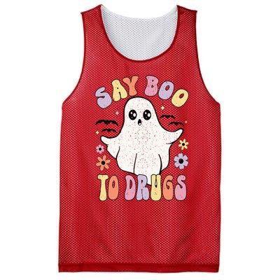 Say Boo To Drugs Funny Halloween Red Ribbon Week Awareness Mesh Reversible Basketball Jersey Tank