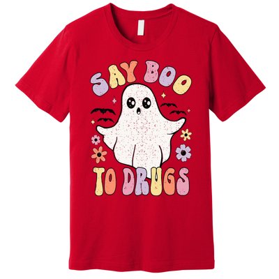 Say Boo To Drugs Funny Halloween Red Ribbon Week Awareness Premium T-Shirt