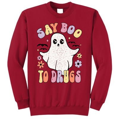 Say Boo To Drugs Funny Halloween Red Ribbon Week Awareness Tall Sweatshirt