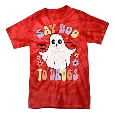 Say Boo To Drugs Funny Halloween Red Ribbon Week Awareness Tie-Dye T-Shirt