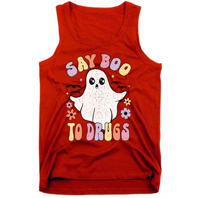 Say Boo To Drugs Funny Halloween Red Ribbon Week Awareness Tank Top