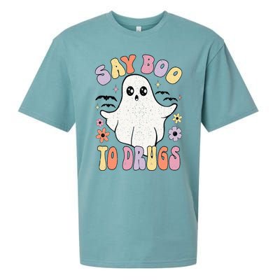 Say Boo To Drugs Funny Halloween Red Ribbon Week Awareness Sueded Cloud Jersey T-Shirt