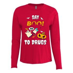 Say Boo To Drugs Red Ribbon Week Awareness Womens Cotton Relaxed Long Sleeve T-Shirt