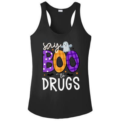 Say Boo To Drugs Funny Halloween Red Ribbon Week Awareness Ladies PosiCharge Competitor Racerback Tank