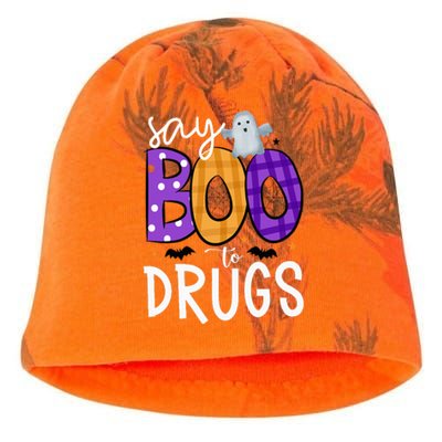 Say Boo To Drugs Funny Halloween Red Ribbon Week Awareness Kati - Camo Knit Beanie