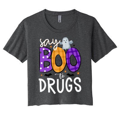 Say Boo To Drugs Funny Halloween Red Ribbon Week Awareness Women's Crop Top Tee