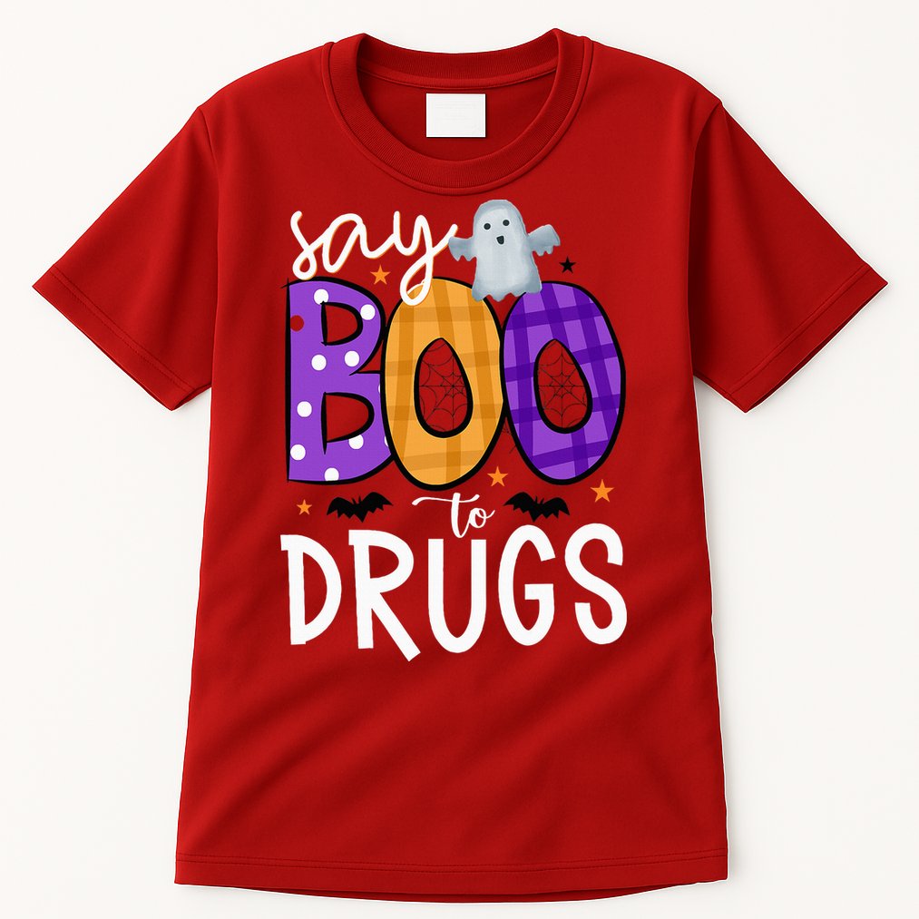 Say Boo To Drugs Funny Halloween Red Ribbon Week Awareness Tall T-Shirt