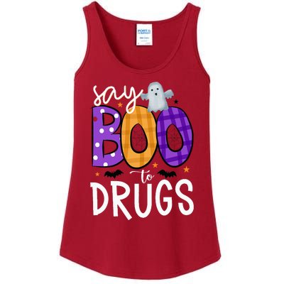 Say Boo To Drugs Funny Halloween Red Ribbon Week Awareness Ladies Essential Tank