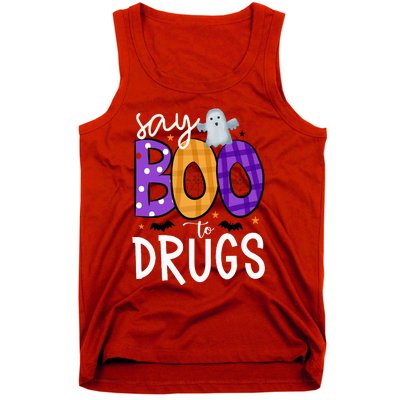 Say Boo To Drugs Funny Halloween Red Ribbon Week Awareness Tank Top