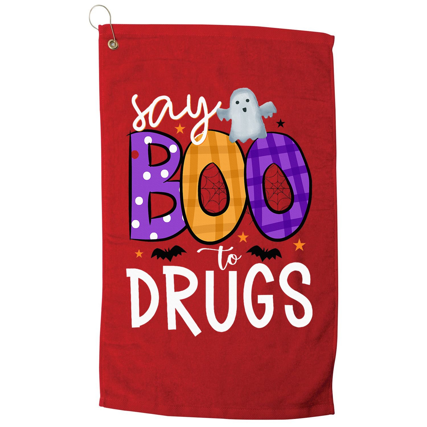 Say Boo To Drugs Funny Halloween Red Ribbon Week Awareness Golf Towel
