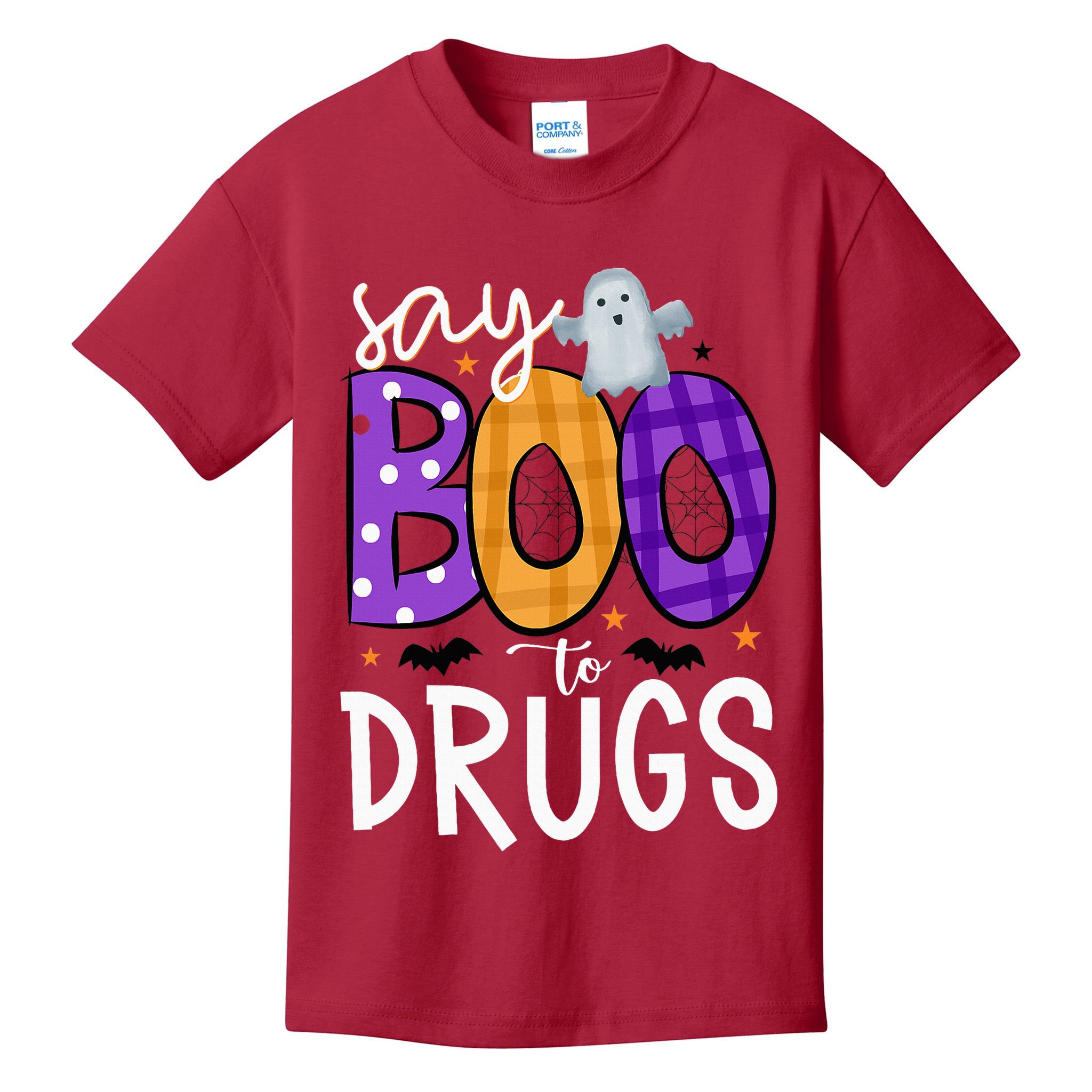 Say Boo To Drugs Funny Halloween Red Ribbon Week Awareness Kids T-Shirt
