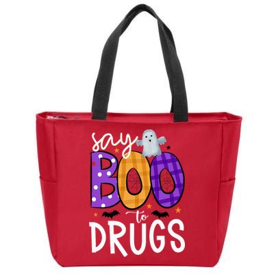 Say Boo To Drugs Funny Halloween Red Ribbon Week Awareness Zip Tote Bag