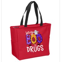 Say Boo To Drugs Funny Halloween Red Ribbon Week Awareness Zip Tote Bag