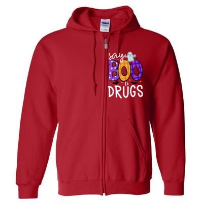 Say Boo To Drugs Funny Halloween Red Ribbon Week Awareness Full Zip Hoodie