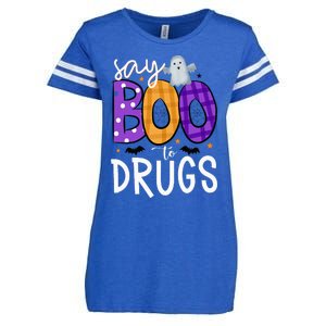 Say Boo To Drugs Funny Halloween Red Ribbon Week Awareness Enza Ladies Jersey Football T-Shirt