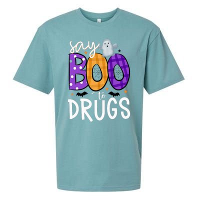 Say Boo To Drugs Funny Halloween Red Ribbon Week Awareness Sueded Cloud Jersey T-Shirt