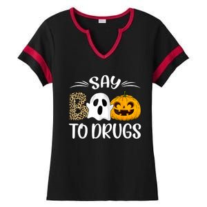 Say Boo To Drugs Red Ribbon Week Awareness Funny Halloween Ladies Halftime Notch Neck Tee