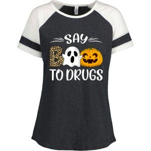 Say Boo To Drugs Red Ribbon Week Awareness Funny Halloween Enza Ladies Jersey Colorblock Tee