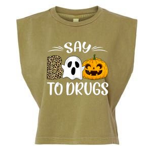 Say Boo To Drugs Red Ribbon Week Awareness Funny Halloween Garment-Dyed Women's Muscle Tee