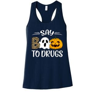 Say Boo To Drugs Red Ribbon Week Awareness Funny Halloween Women's Racerback Tank