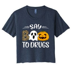 Say Boo To Drugs Red Ribbon Week Awareness Funny Halloween Women's Crop Top Tee