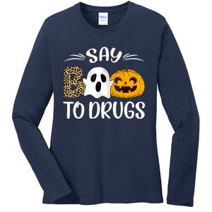 Say Boo To Drugs Red Ribbon Week Awareness Funny Halloween Ladies Long Sleeve Shirt