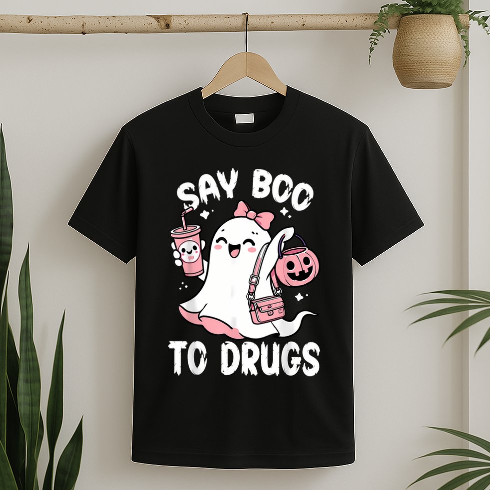 Say Boo To Drugs Funny Halloween Red Ribbon Week Awareness T-Shirt