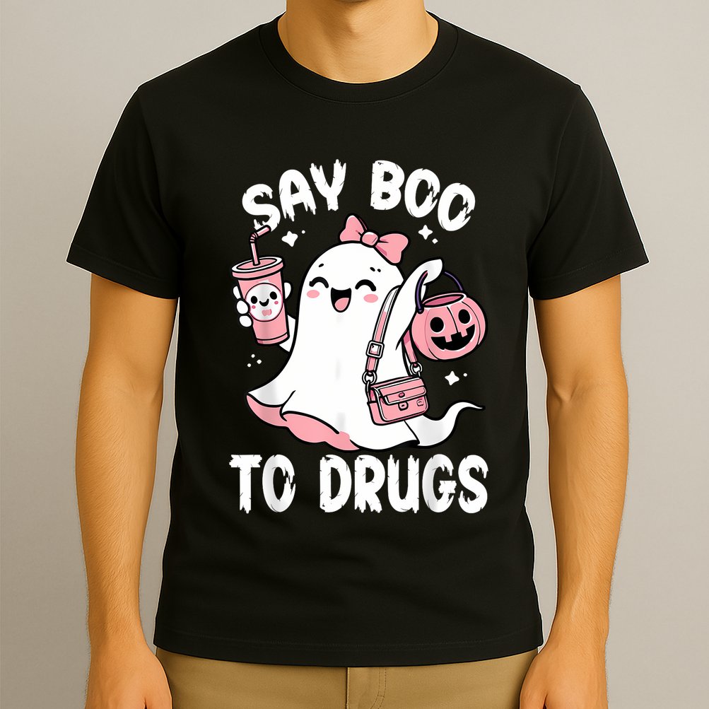 Say Boo To Drugs Funny Halloween Red Ribbon Week Awareness T-Shirt