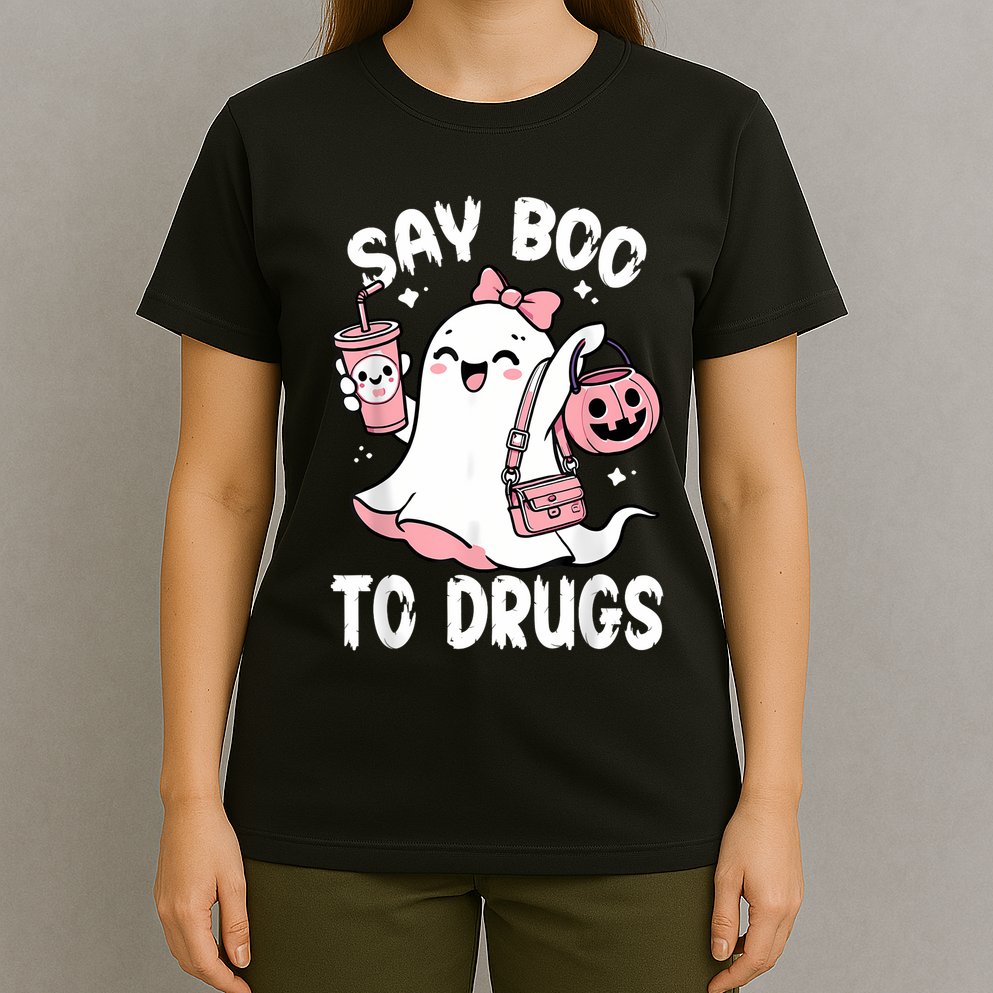 Say Boo To Drugs Funny Halloween Red Ribbon Week Awareness T-Shirt