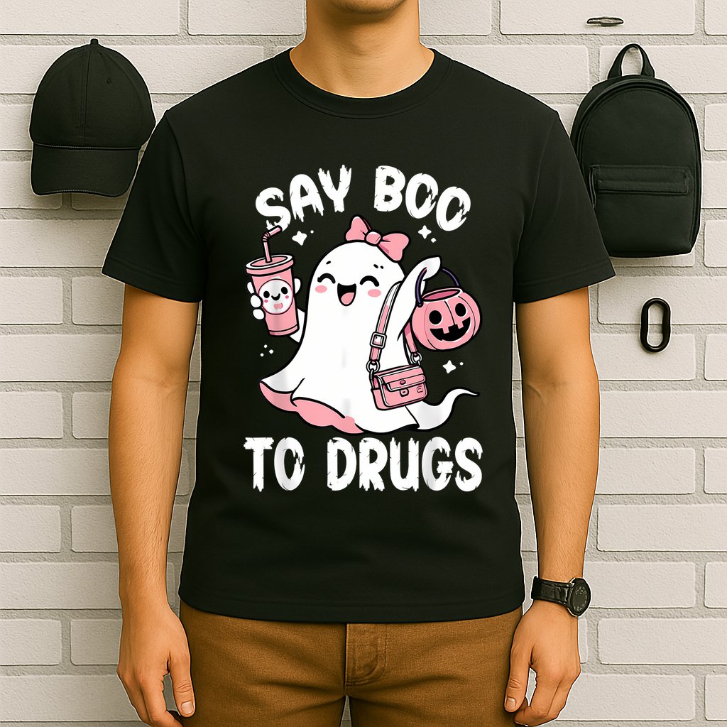 Say Boo To Drugs Funny Halloween Red Ribbon Week Awareness T-Shirt