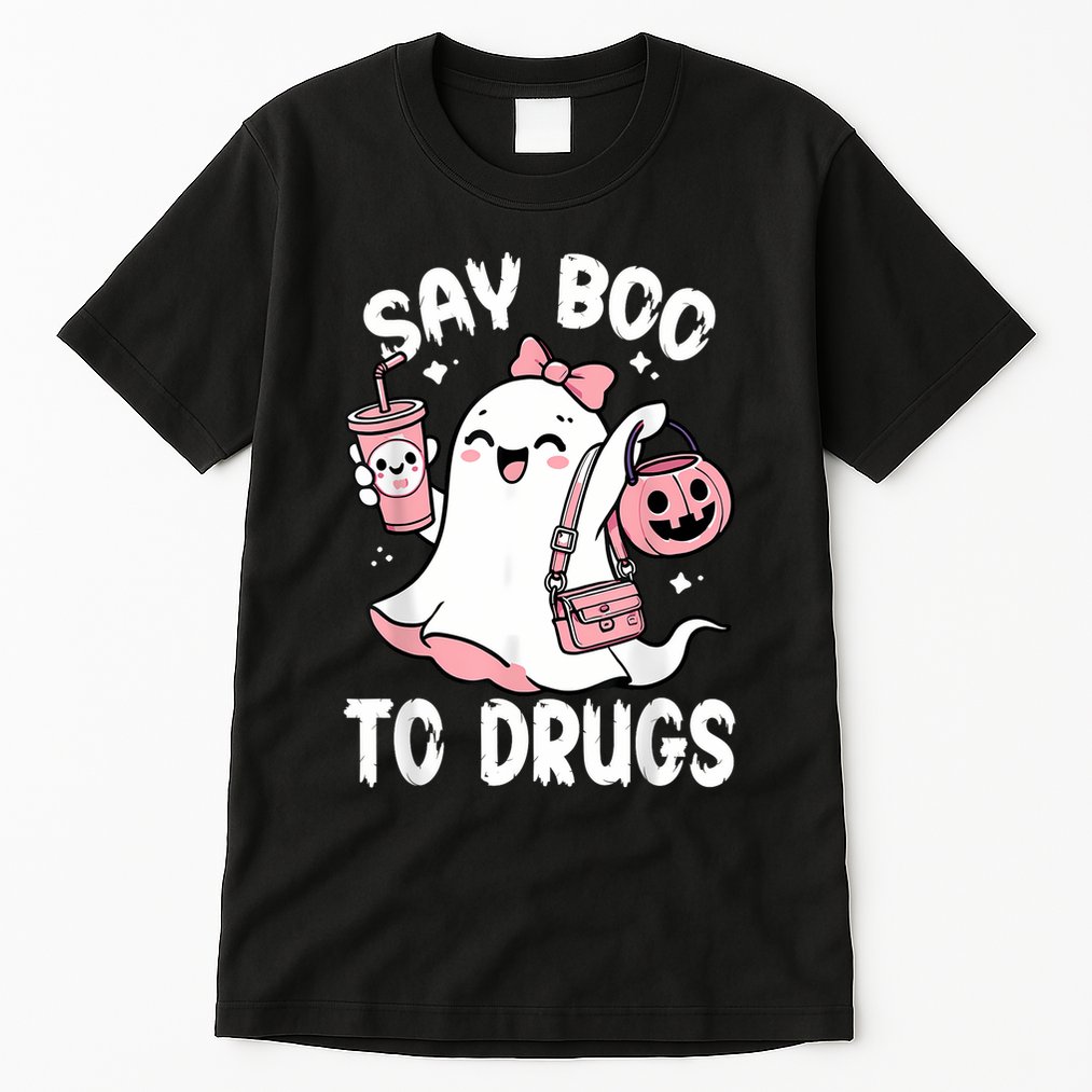 Say Boo To Drugs Funny Halloween Red Ribbon Week Awareness Tall T-Shirt