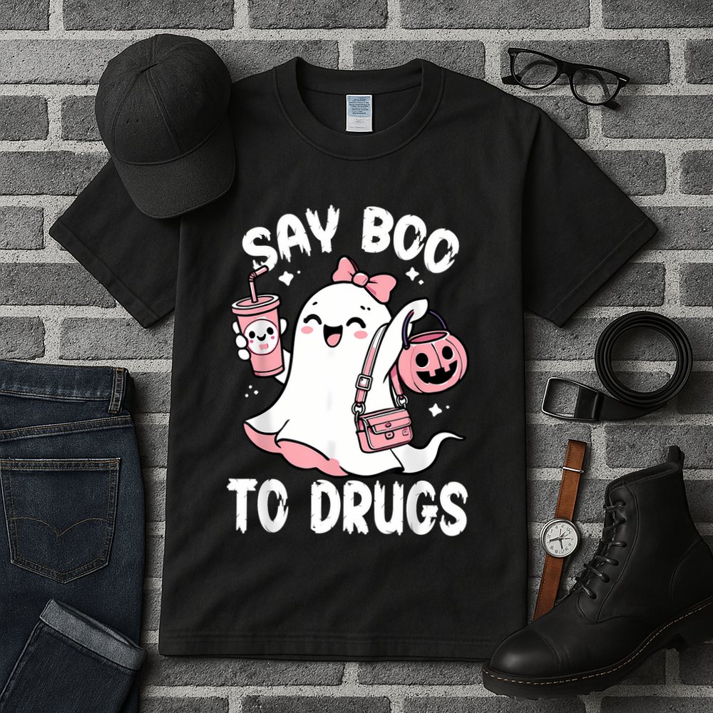 Say Boo To Drugs Funny Halloween Red Ribbon Week Awareness Tall T-Shirt