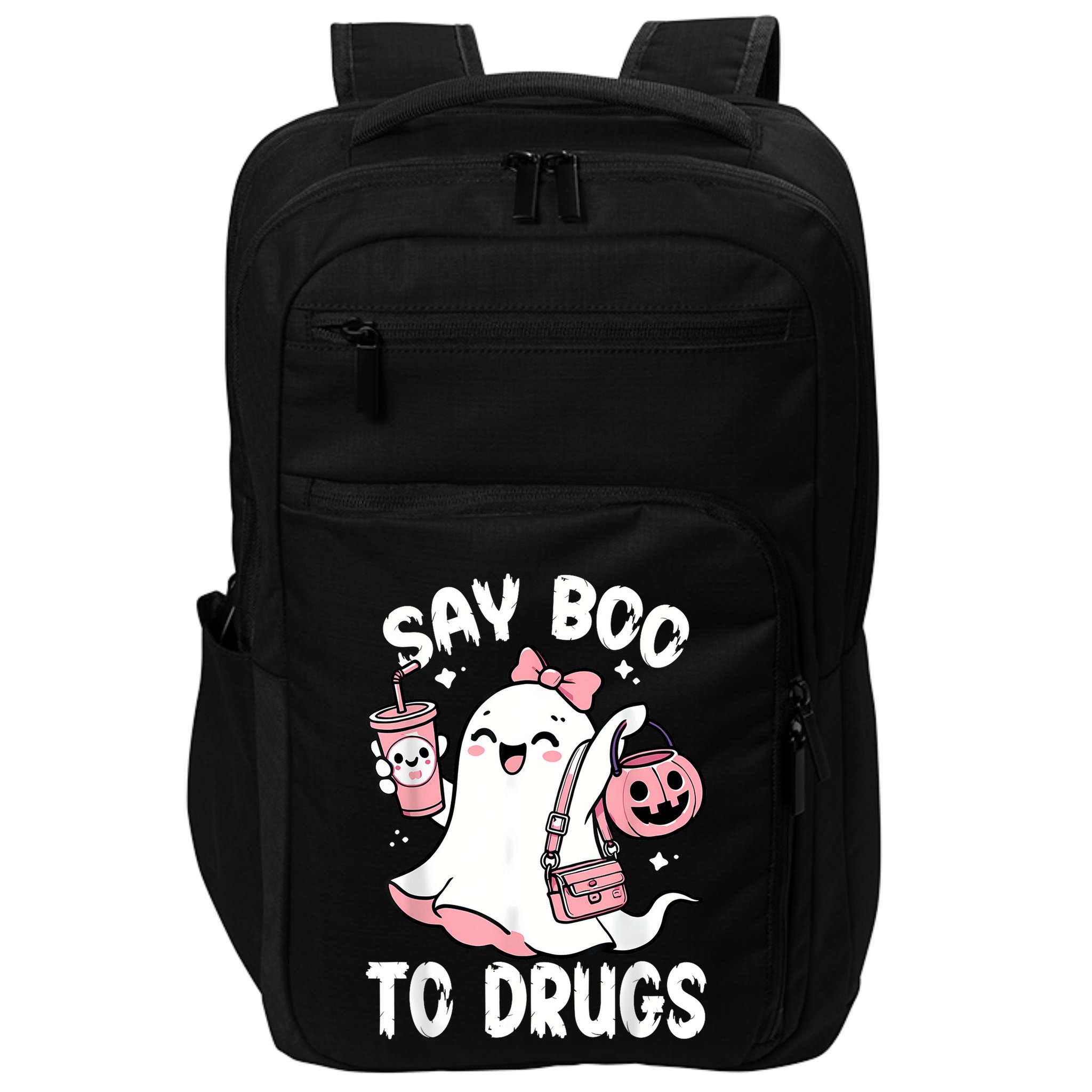 Say Boo To Drugs Funny Halloween Red Ribbon Week Awareness Impact Tech Backpack