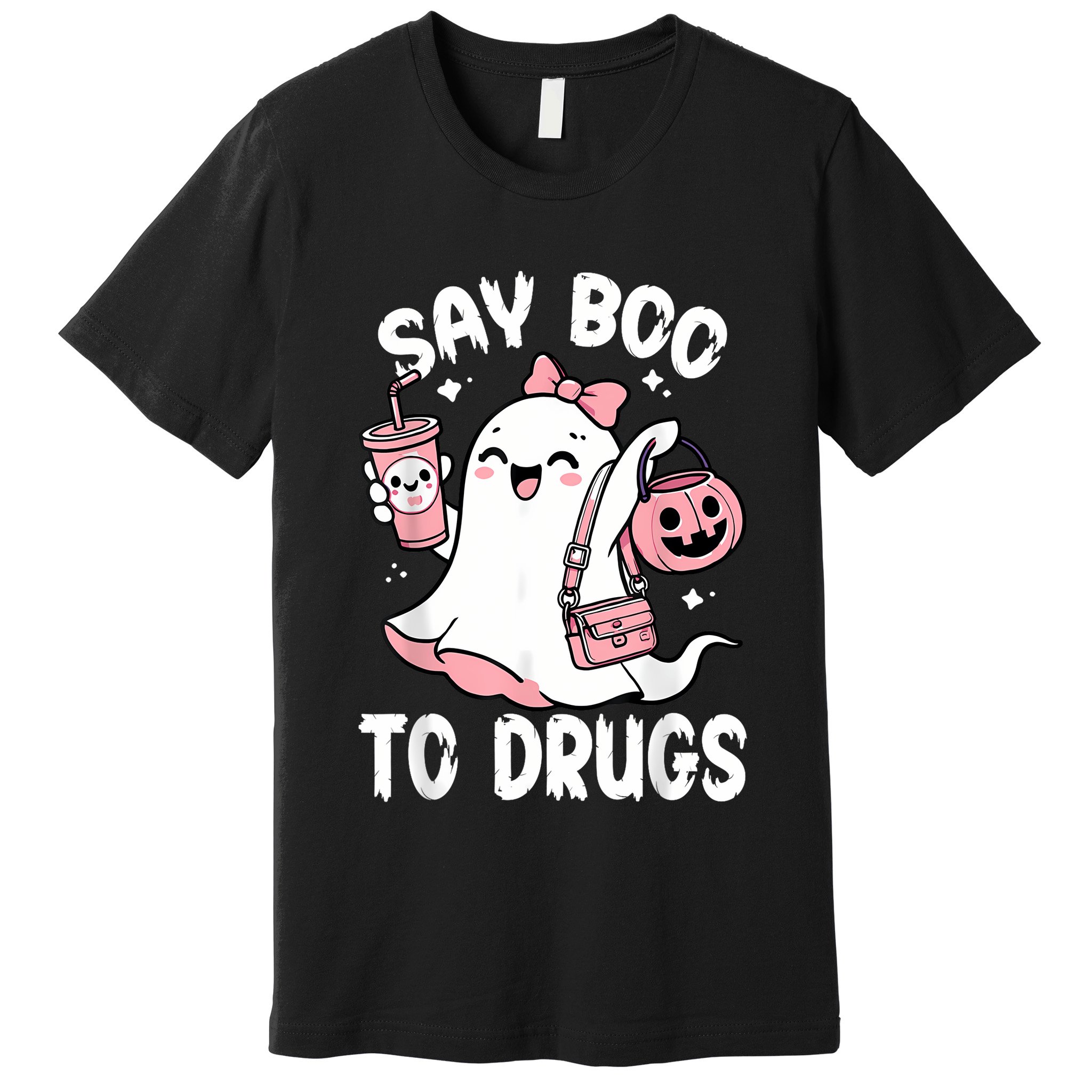 Say Boo To Drugs Funny Halloween Red Ribbon Week Awareness Premium T-Shirt